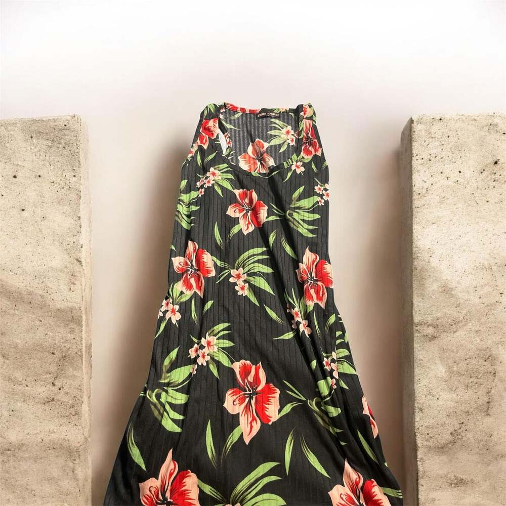 Emme Jordan Women's Tropical Floral Sleeveless Ribbed Maxi Dress